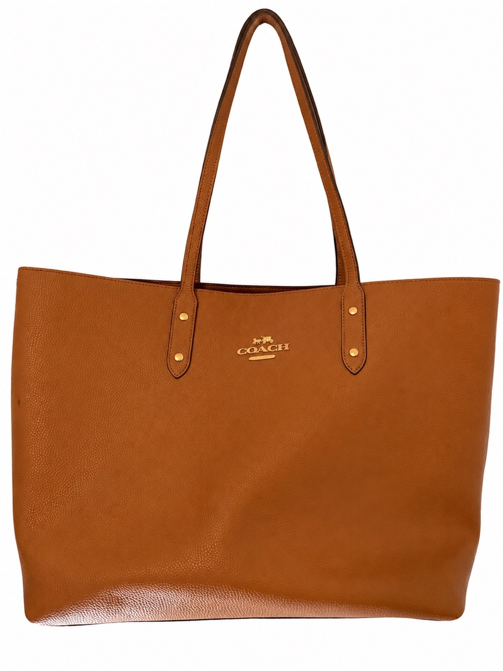 Coach Pebbled Leather Tote in Tan Brown with Gold-Tone Logo